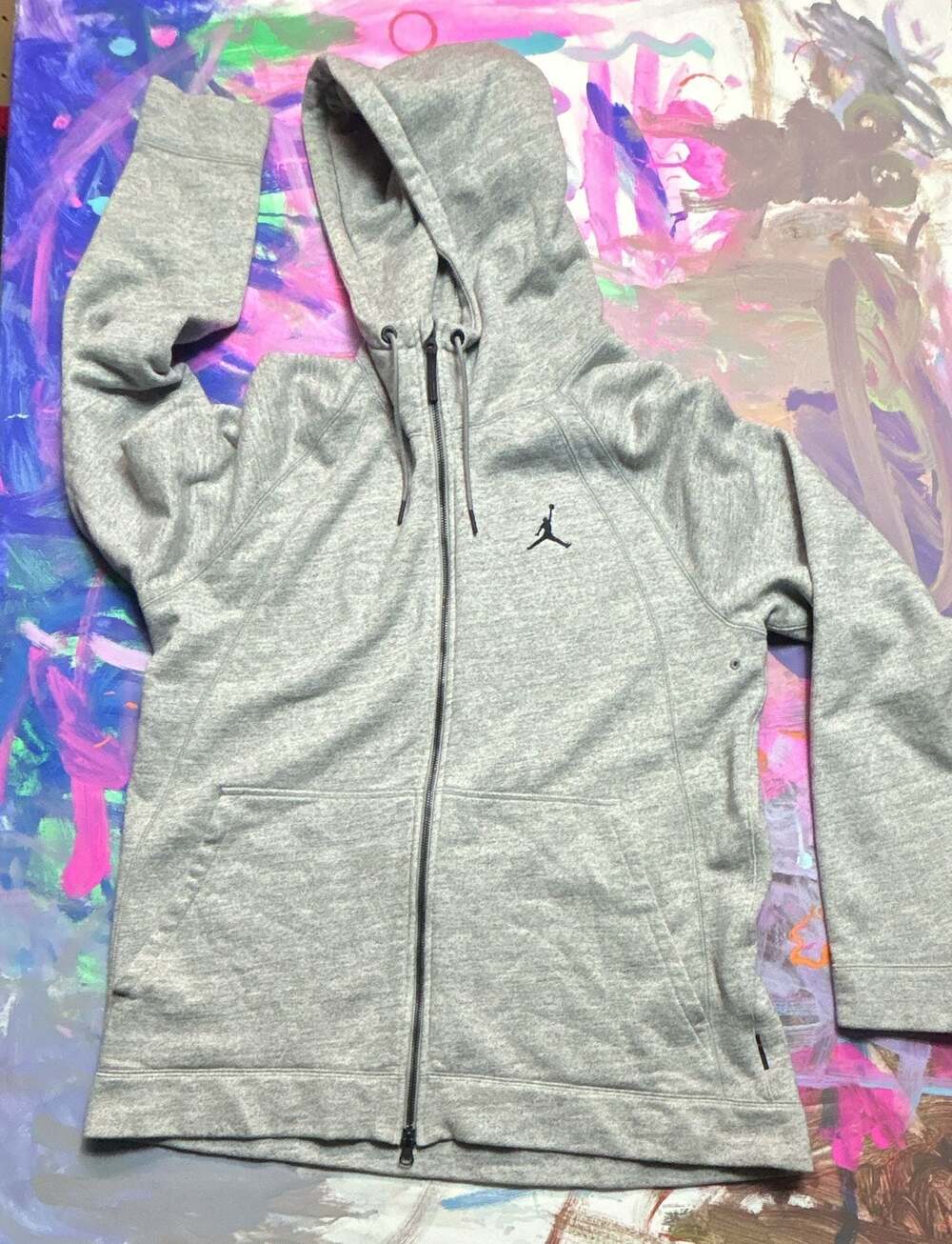 Jordan Sportswear Wings Fleece Men's Full-Zip Hoodie Grey Heather/Black